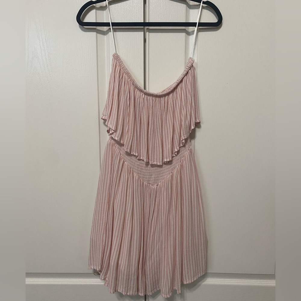 Size small light pink and white strapless dress. Never wore